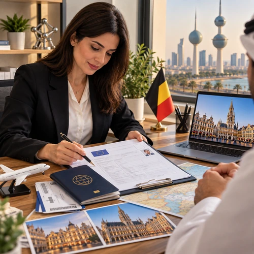 جواز سفر وملف تأشيرة بلجيكا من الكويت